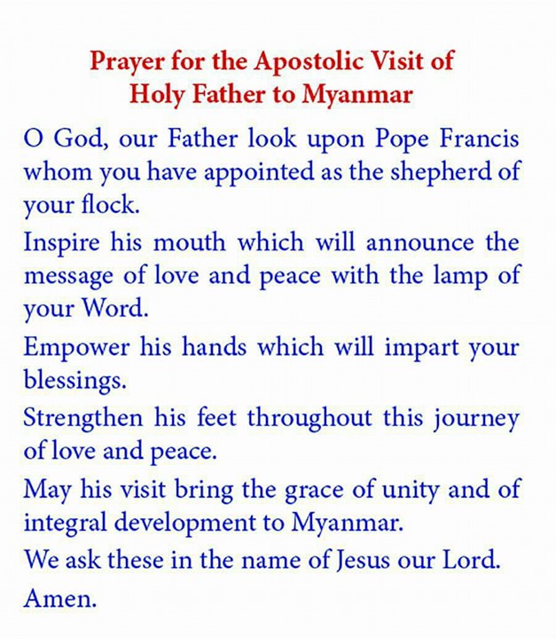Apostolic Visit to Myanmar Prayer Apostolic Visit to Myanmar Prayer